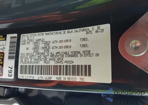 2025 Toyota Tacoma Sr5 from USA, damaged, VIN 3TMLB5JNXSM154987